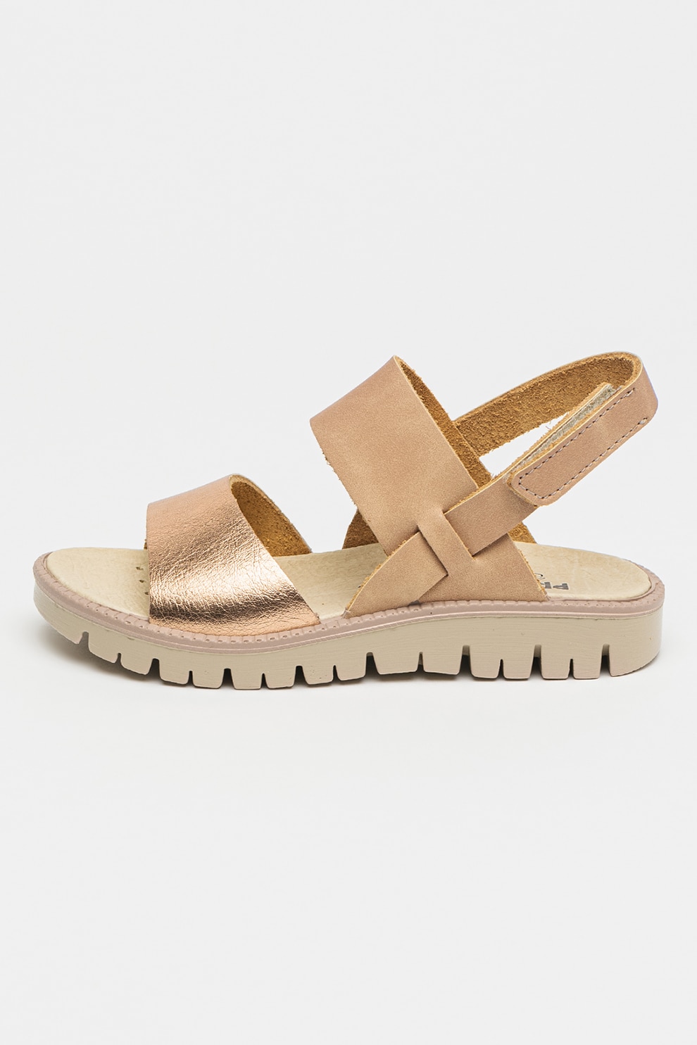 Primigi, Sandale din piele, Maro nisip, Auriu rose, 27 EU