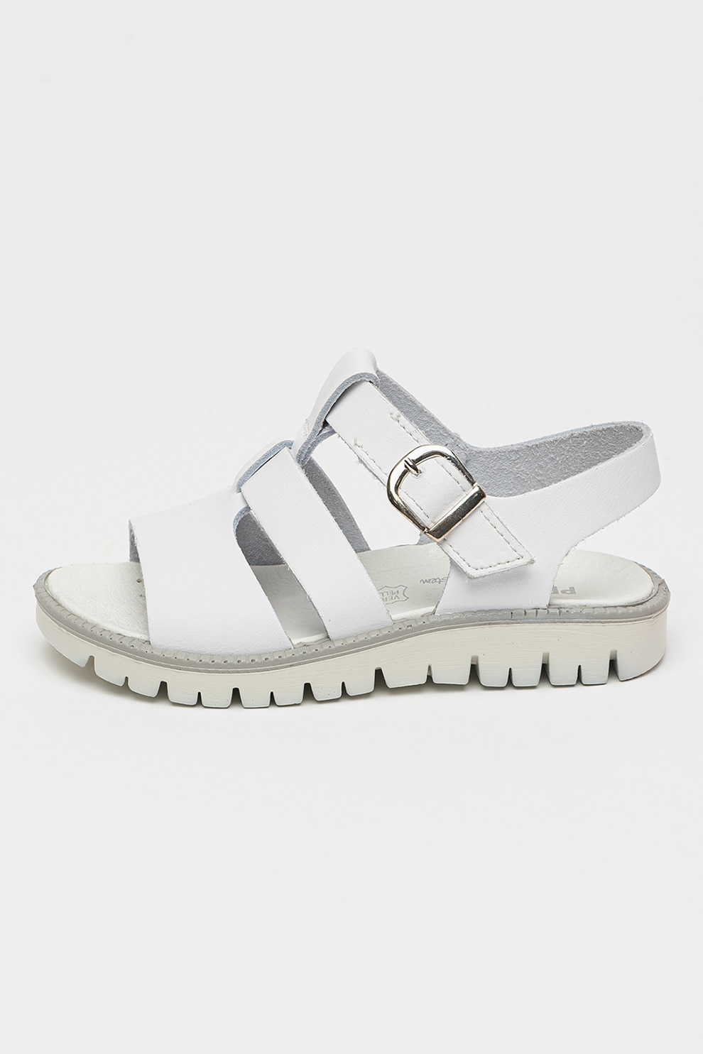 Primigi, Sandale din piele cu catarama, Alb optic, 32 EU