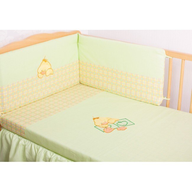 Lenjerie 3 piese din bumbac cu broderie Green Duck