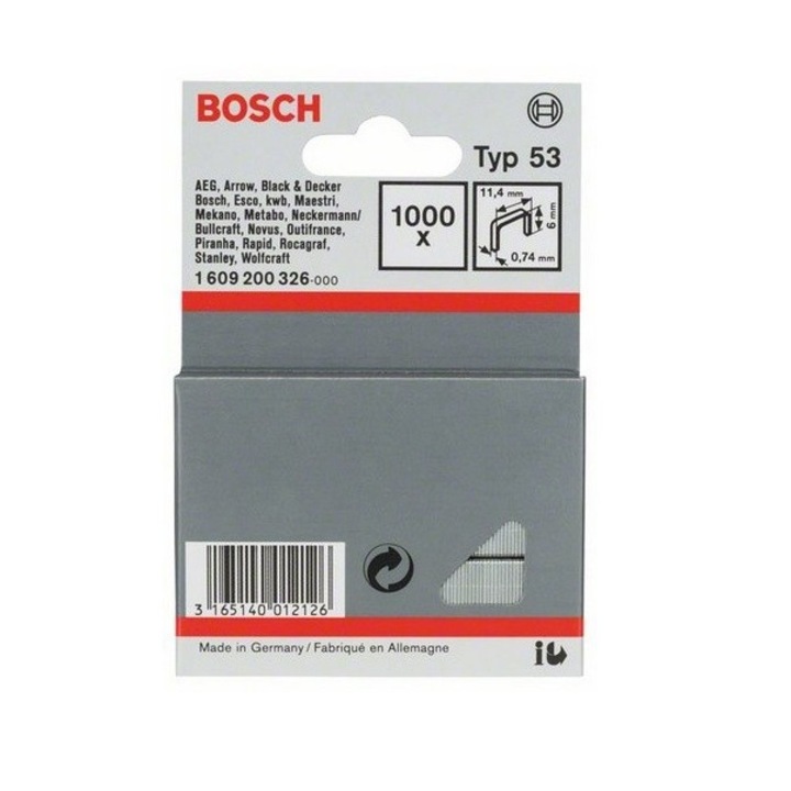 Capse din sarma fina Bosch tip 53, 1000 buc., L 6 mm