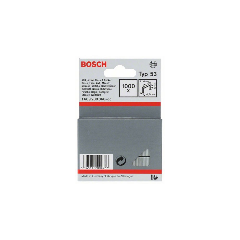 Capse din sarma fina Bosch tip 53, 1000 buc., L 10 mm