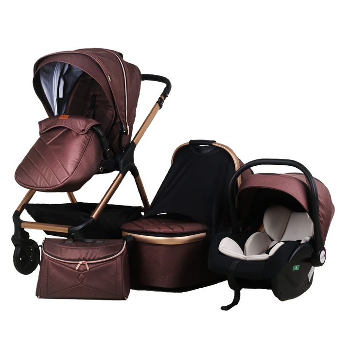 Carucior pentru Copii 3 in 1 All in One Visoli Coffee