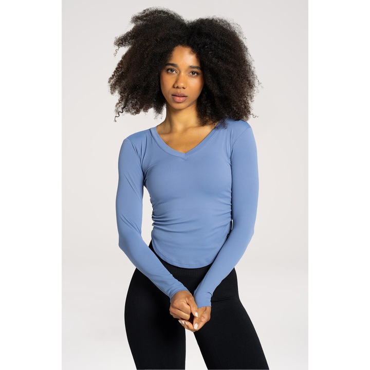 Bluza decupata cu maneci lungi Gym Glamour, albastru, Albastru