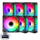 Ventilatoare computer, ventilatoare de racire, ventilatoare RGB, pachet de 6, Fudisenn, radiator, 6 pini, Prism 6S, 1800 RPM, conector ventilator cu 6 pini, flux de aer 47.2 CFM, 120×25mm, negru