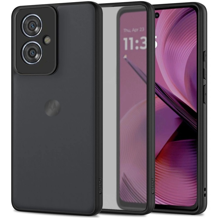Telefontok, Tech-Protect, TPU / polikarbonát, Motorola Moto G55 5G-hez, fekete