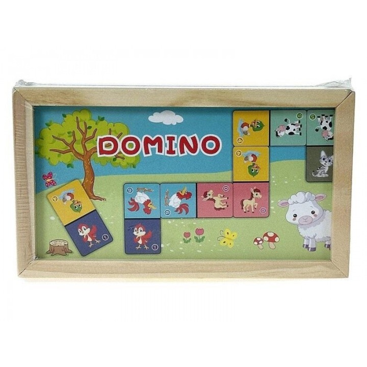 Fa dominó állatokkal, ADAR, 17x10cm, készlet
