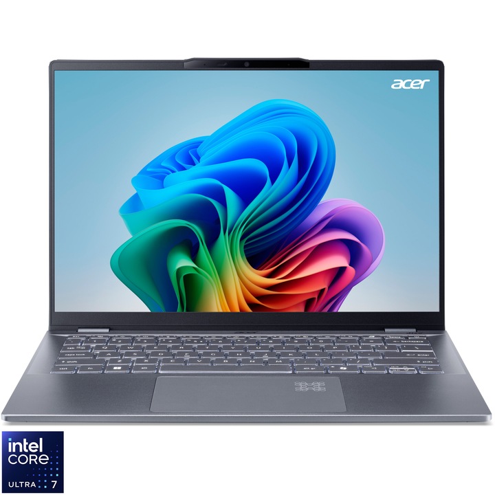 Лаптоп Gaming Acer Swift 14 AI OLED SF14-51-78FT, Intel® Core™ Ultra 7-256V, 14", WUXGA OLED, 16GB LPDDR5X RAM, 1TB SSD, Intel® Arc™ Graphics, Windows 11 Home, Steel Gray