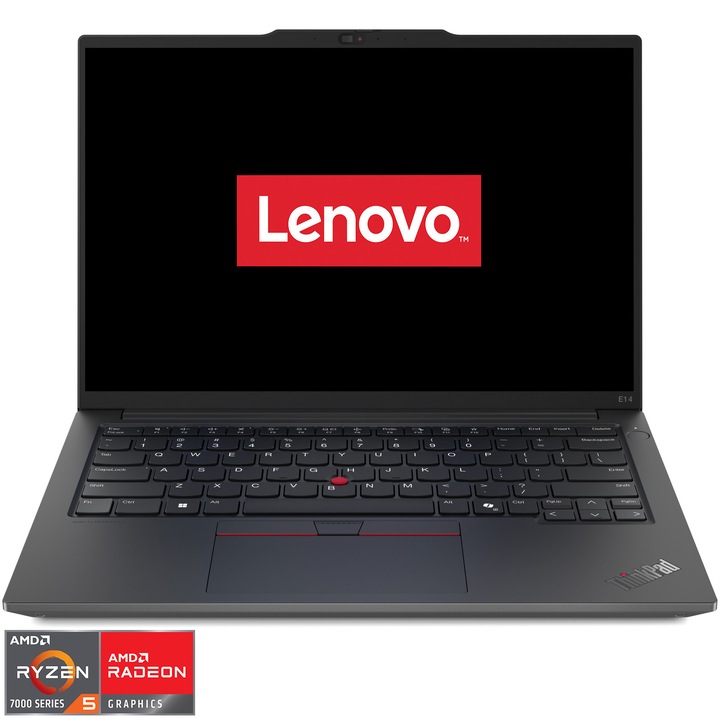 Lenovo ThinkPad E14 Gen 6 laptop AMD Ryzen™ 5 7535HS processzorral 4,55 GHz-ig, 14" WUXGA, IPS, 16 GB DDR5, 512 GB SSD, AMD Radeon™ 660M Graphics, operációs rendszer nélkül, fekete, 3 éves helyszíni frissítés