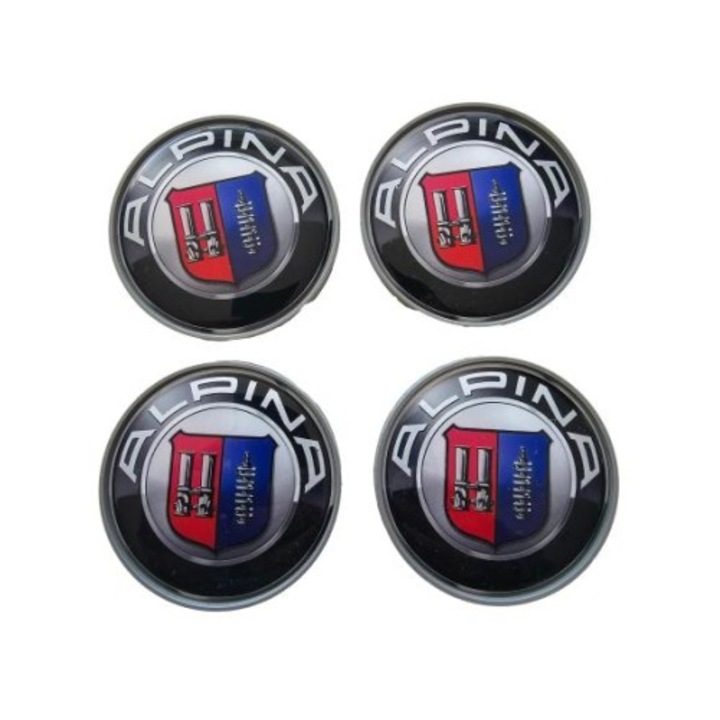 Set capace roti, PBauto, BMW Alpina, pentru jante din aliaj, 68mm, negru, 4 buc