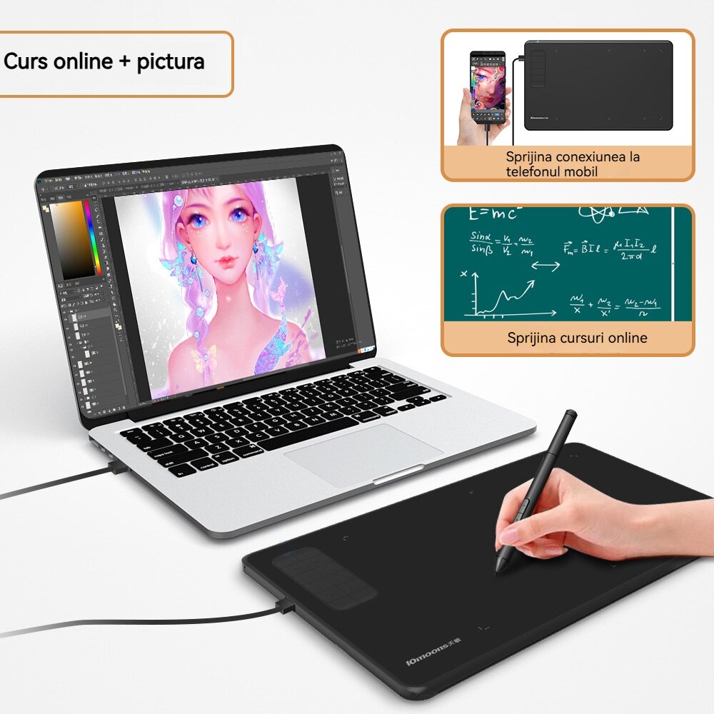 Tableta digitala Fudisenn®, poate fi conectata la pictura telefonului ...
