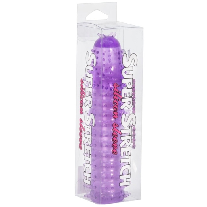 Penis Extender Seven Creations vízálló Super Stretch szilikon hüvely, 15 cm, lila