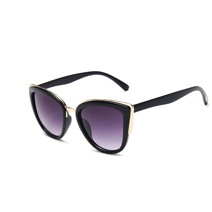 Дамски слънчеви очила, котешко око, UV400, черни, 146x55x47мм