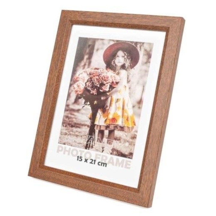 Rama foto Bevel, Fandy, 15x21cm, 18x24cm, sötétbarna, ülő és akasztható