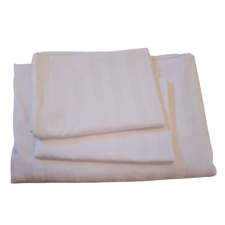 Set lenjerie de pat dublu, Damasc Regal by Ariale, 175gr, 3 piese, cearceaf de pilota 200x220cm si 2 fete de perna, damasc, Alb