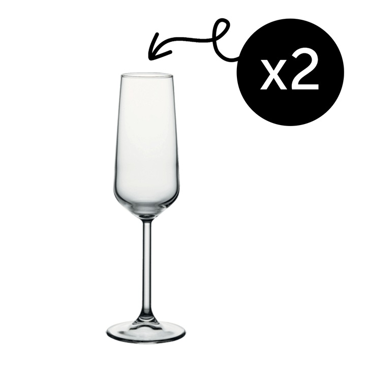 Комплект от 2 чаши за шампанско Pasabahce модел Allegra, 195 мл, идеални за специални поводи