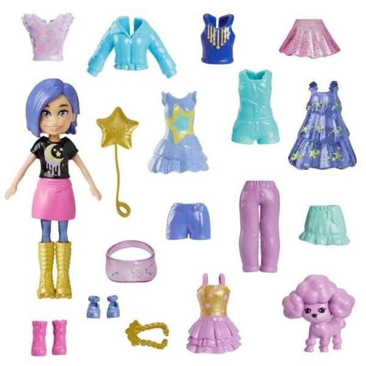 Polly Pocket set papusa cu haine asortate, 18 accesorii, 253x156mm