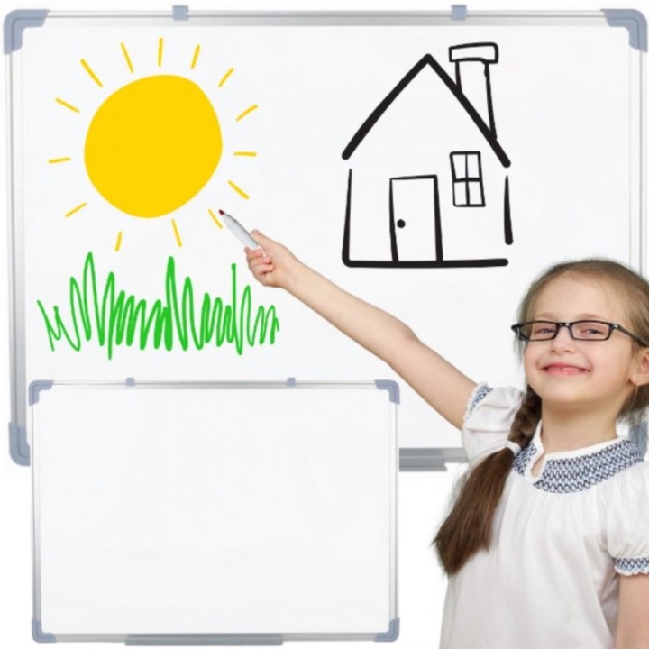 Mágneses fehér tábla 45x60cm, Leantoys, könnyen törölhető felület, egyszerű összeszerelés