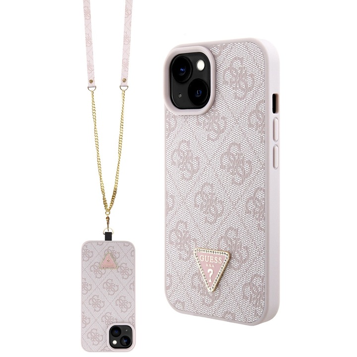 Husa pentru iPhone 15 Plus/iPhone 14 Plus, T37, Piele ecologica, Pink