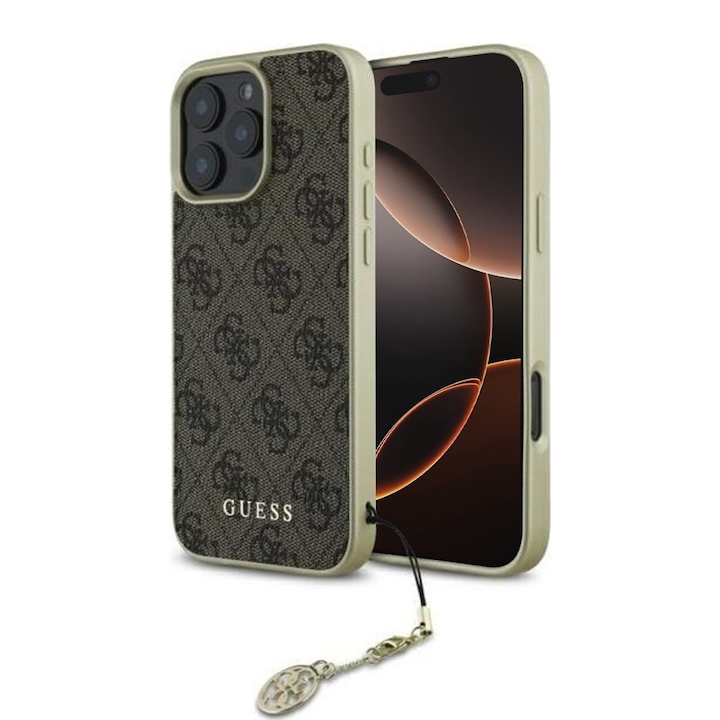 Премиум калъф за iPhone 16 Pro за серия Guess Elegance - кафяв