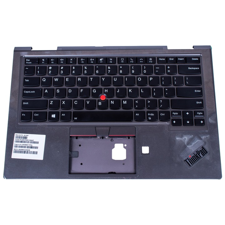 Csuklótámasz háttérvilágítású US QWERTY billentyűzettel, Lenovo, ThinkPad X1 Yoga 5, szürke, 14"
