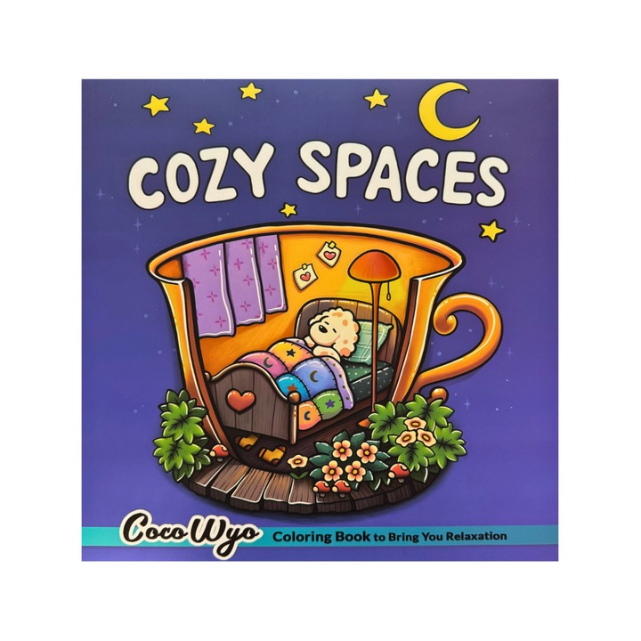 Carte de Colorat, Cozy Spaces, Coperta Cartonata, Desene Animale Haioase, pentru Copii