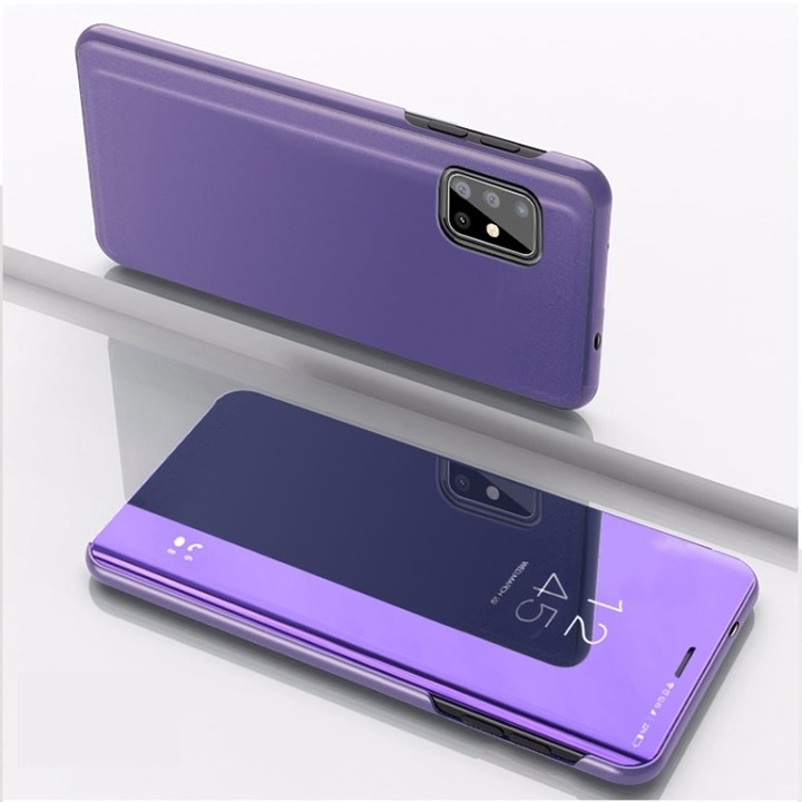 Калъф FlipView Purple за Huawei Y6 2019 - Тип книга - Огледало - Стойка
