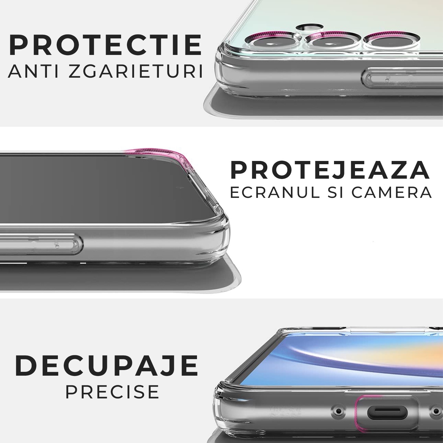 Husa pentru Samsung A55 5G Daden® transparenta, Camera Protection, TPU Anti Soc, Ultra Slim
