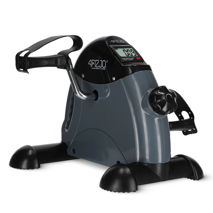 Mini bicicleta magnetica, 4FIZJO, pentru maini si picioare, Pliabil, Constructie stabila si tampoane antiderapante, display mare ce afiseaza mai multe functii odata, 40 × 35 × 30 cm, 4 kg, Negru/Albastru