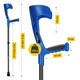 Set de 2 carje ortopedice din aluminiu, 4FIZJO, cu suport axial, reglabil, stabil, fabricat din materiale de inalta calitate, suport pana la 150 kg, maner ergonomic cu suport pentru articulatia cotului, dimensiune universal, Negru/Albastru
