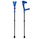 Set de 2 carje ortopedice din aluminiu, 4FIZJO, cu suport axial, reglabil, stabil, fabricat din materiale de inalta calitate, suport pana la 150 kg, maner ergonomic cu suport pentru articulatia cotului, dimensiune universal, Negru/Albastru