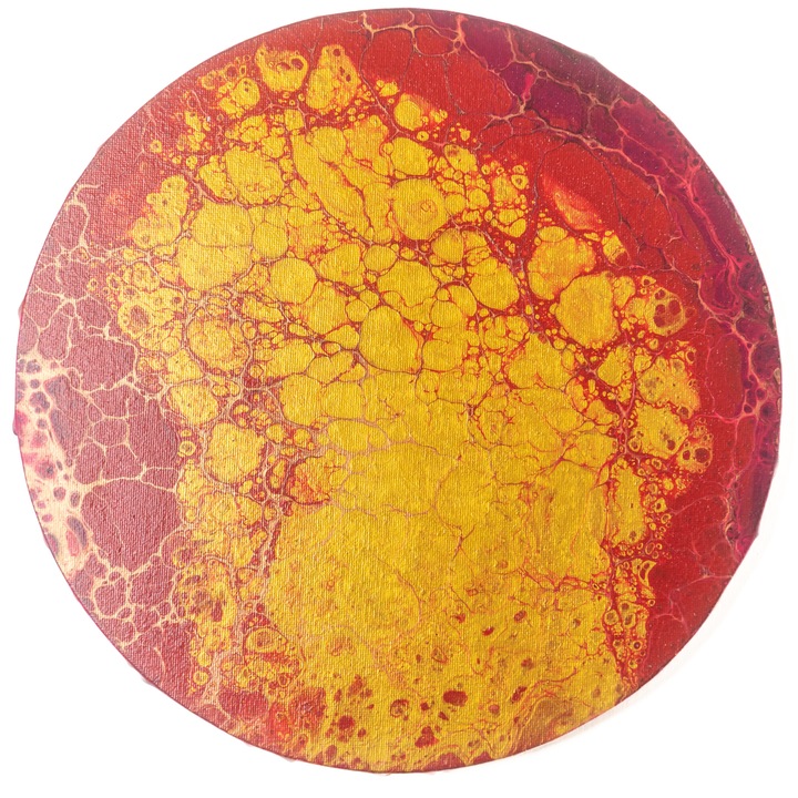 Tablou Unicat Magia Pamantului - Magic Of the Earth - Tablou Original, rotund 30 cm, Lucrat cu Mixed Media Art & Glassy technique - Pictura unicat pusa in vanzare prin Academia Viata Constienta®