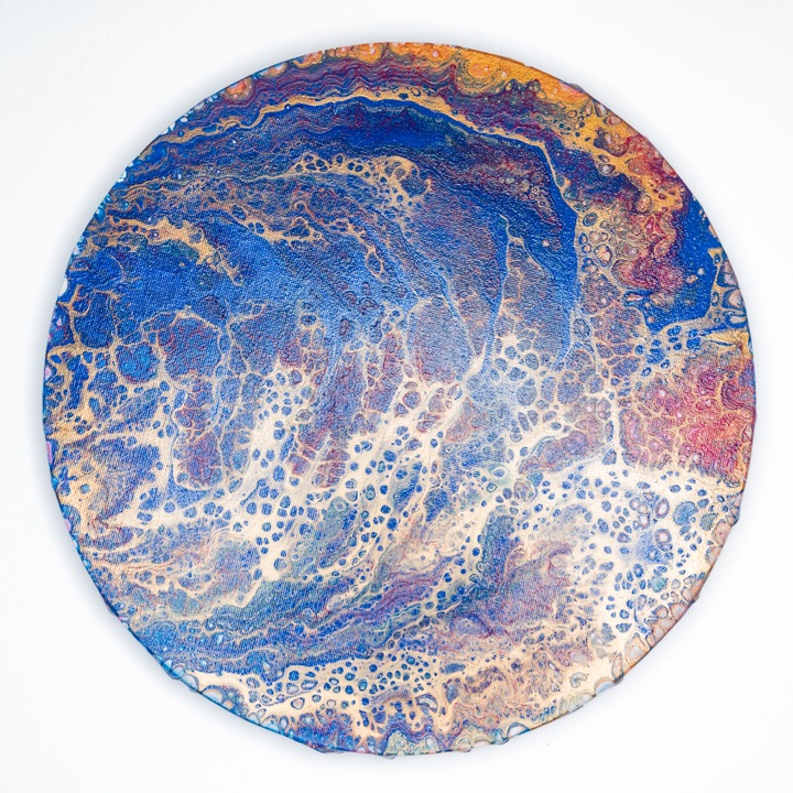 Tablou Unicat Visele copiilor sunt eterne - Childrens Dreams Last Forever - Tablou Original pe canvas rotund 30 cm, Semnat de artist in 2023, Brand Academia Viata Constienta®