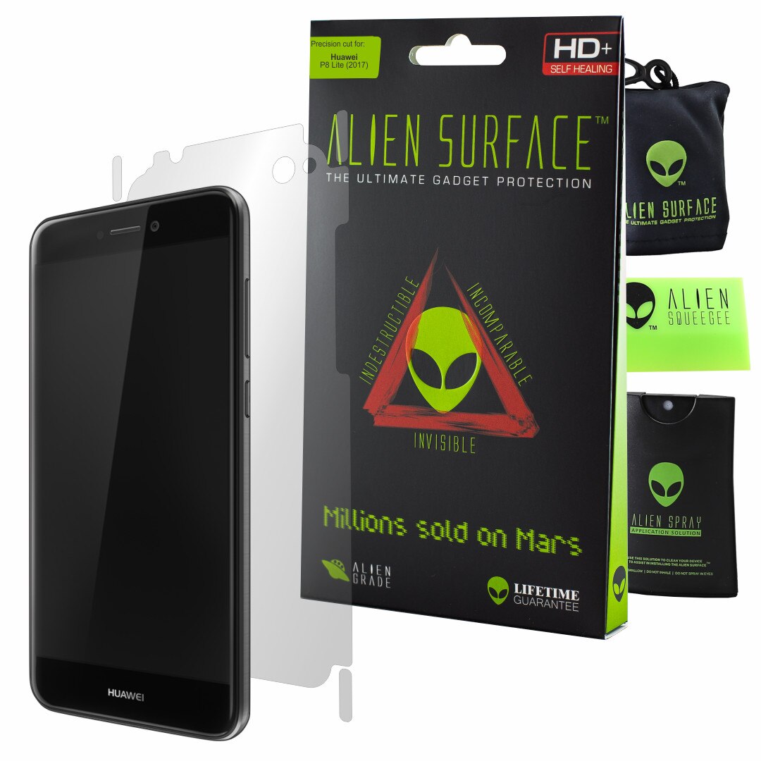 Folie Alien Surface HD, Huawei P8 Lite 2017, protectie spate, laterale + Alien Fiber cadou
