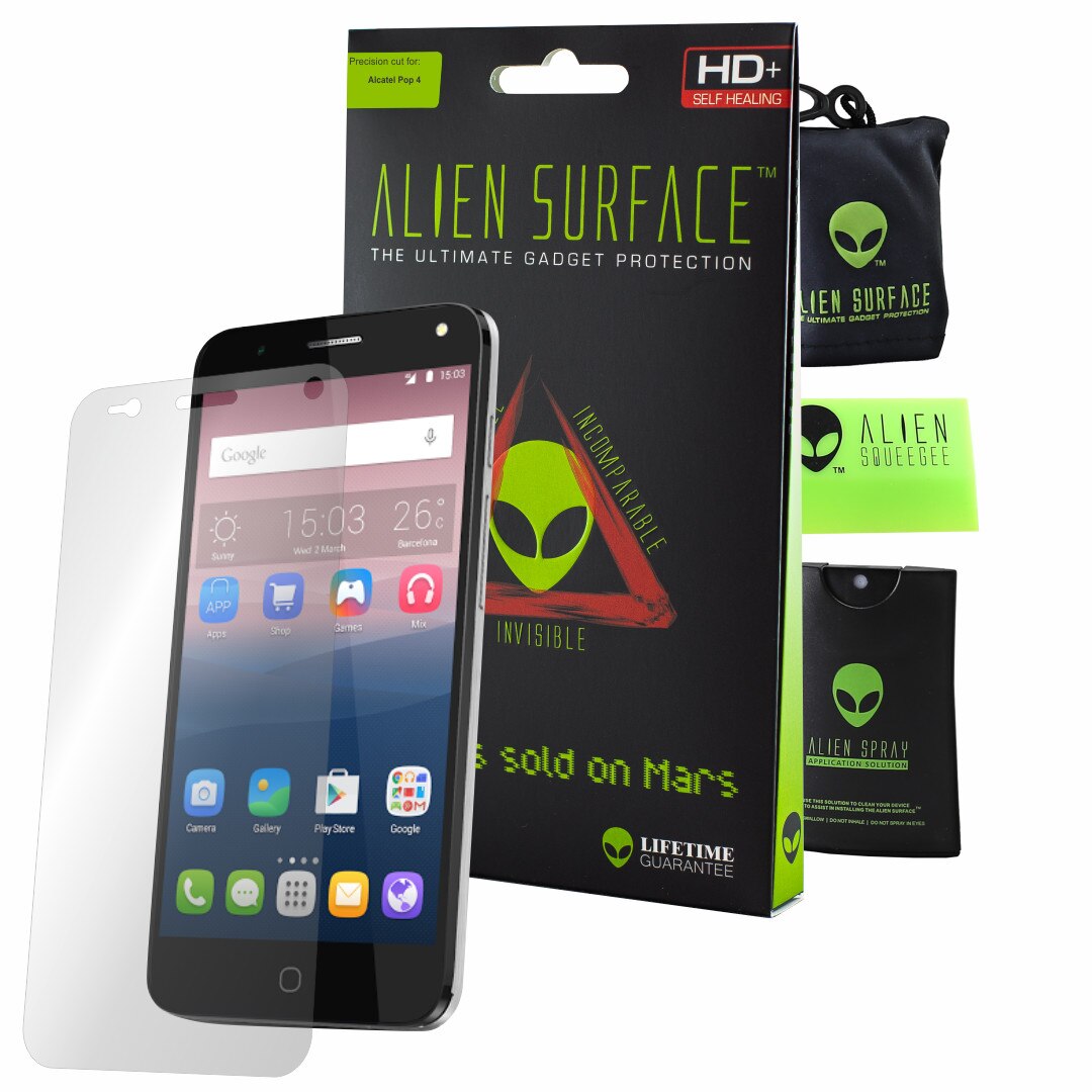 Folie Alien Surface HD, Alcatel Pop 4, protectie ecran + Alien Fiber cadou