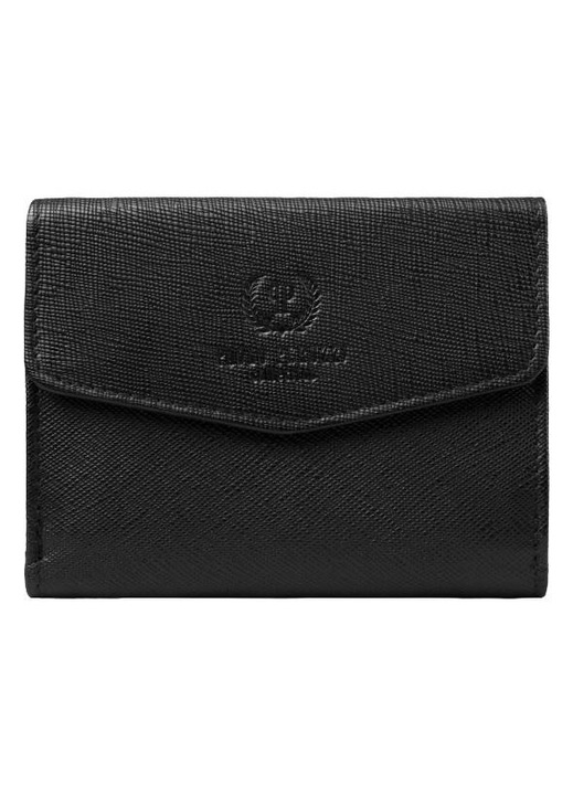 Portofel mic pentru femei, Paolo Peruzzi, Piele naturala, 9 x 12 x 2 cm, Negru