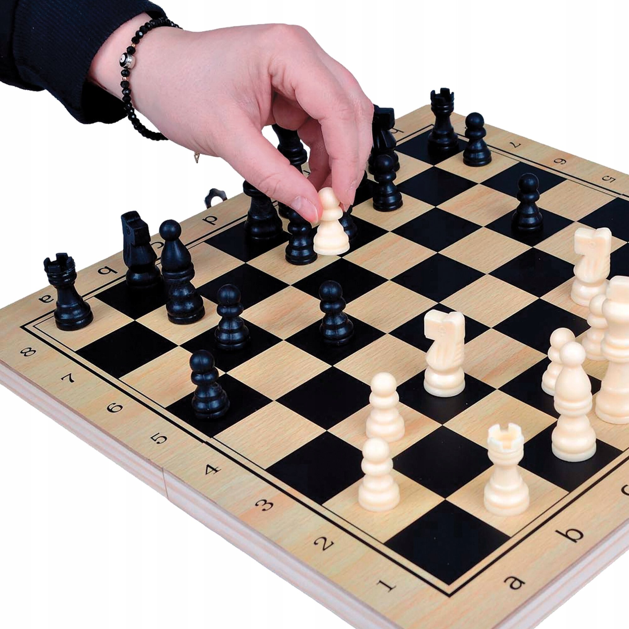 Set joc 3 in 1, PrzydaSie, lemn/plastic, dame/sah/table, 34x34cm