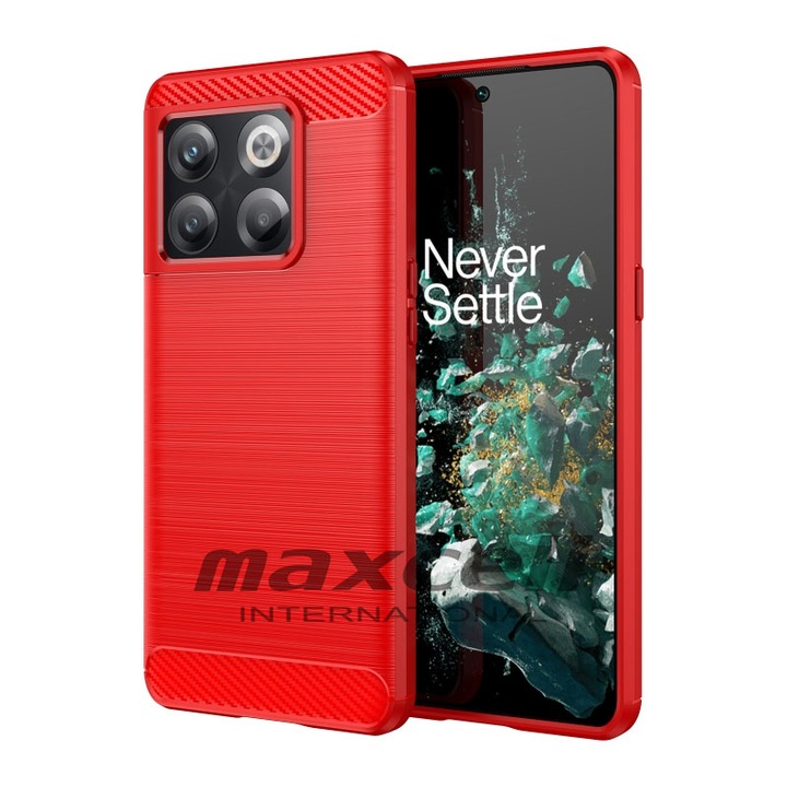 Brush Red Case, съвместим с Oppo Reno11 F - тънък силиконов калъф с карбонов дизайн
