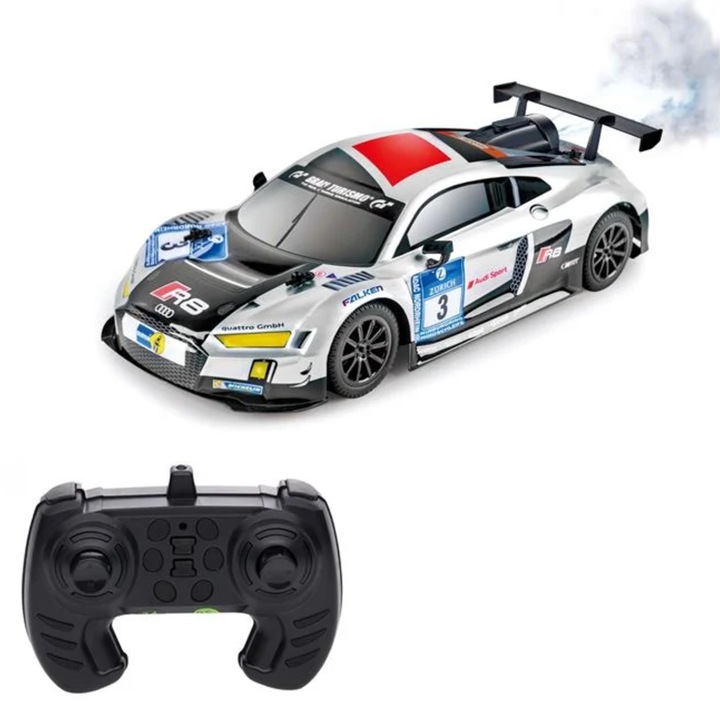 AUDI R8 autó, drifter autó távirányítóval és füstgázzal, sportkocsi, többszínű, 1:14, 2,4 GHz