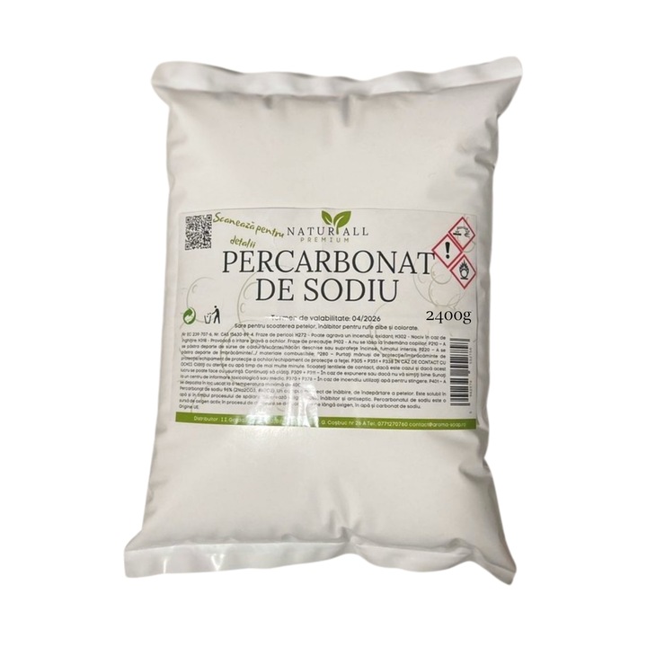 Натриев перкарбонат, сол за премахване на петна, NaturAll Premium, 2400g (резерва)