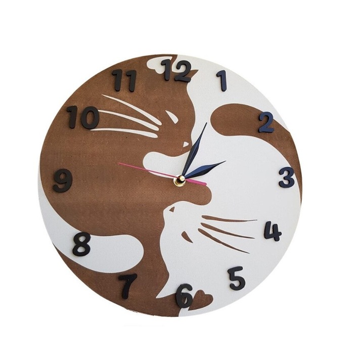 Yin & Yang falióra, macska-illusztráció, fehér fa, ArtemisGift