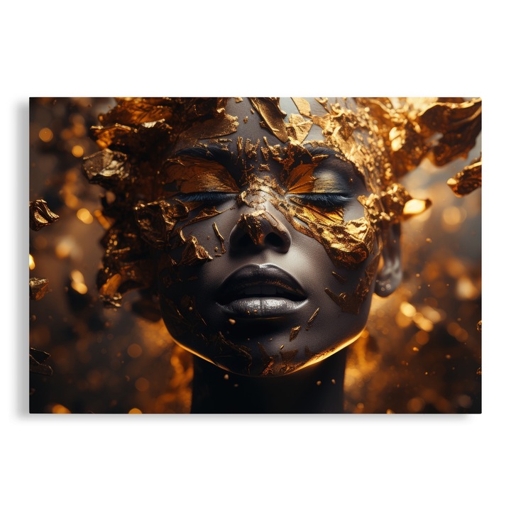 Tablou Canvas, Portret, Golden Face, 70x100 cm