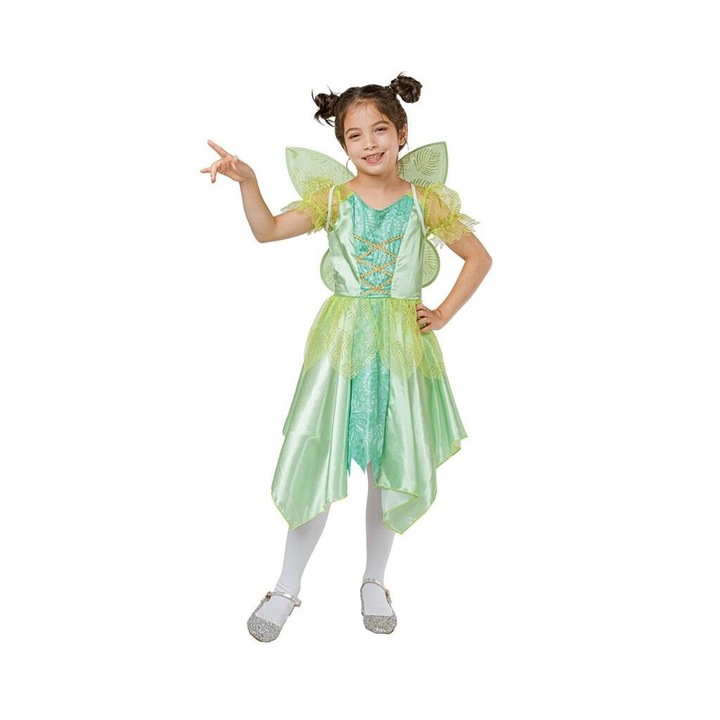 Costum de copil, Godan, Zana Verde, 130/140cm, verde, set cu rochie/aripi