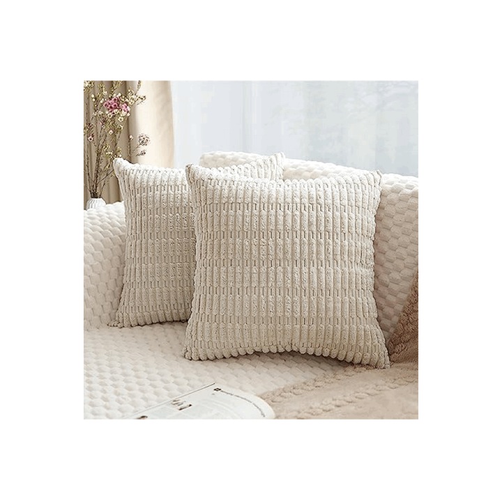 Set 2 fete de perne decorative, Miulee, crem, 45x45 cm, WI2P