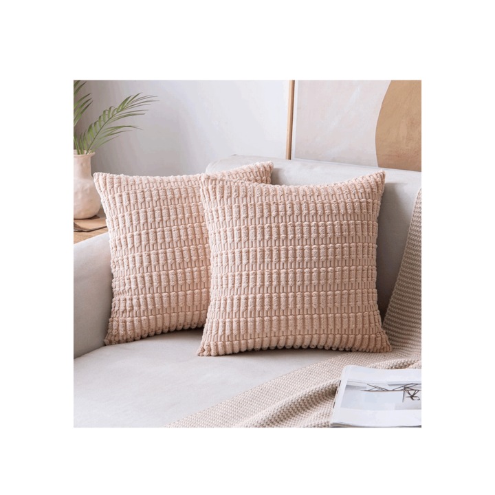 Set 2 fete de perne decorative, Miulee, roz, 40x40 cm, 6G85