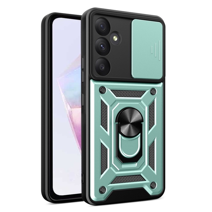 Husa pentru Samsung Galaxy A36 5G DaDen Hybrid Armor Kickstand, Slider Camera, Antisoc, Protectie Superioara, Verde