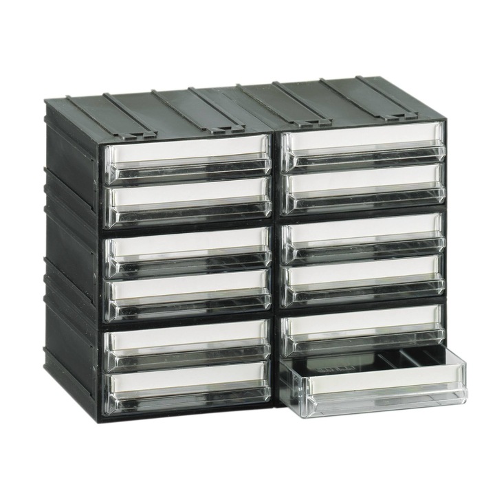 12 átlátszó fiókos tároló doboz T/B, 225mmx133mmx169mm