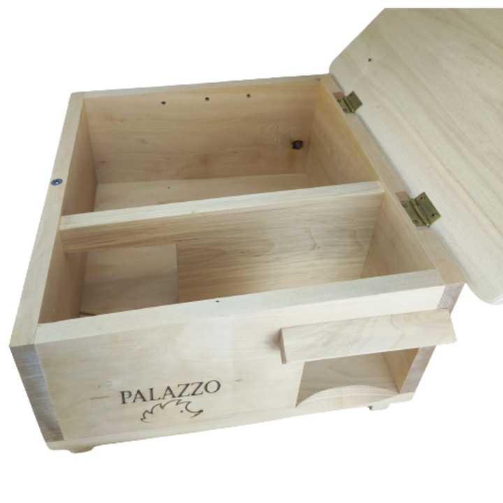 Casuta hranitor Arici XXL cu labirint interior, lemn masiv, 480 x 450 x 265 mm, Natural Timber