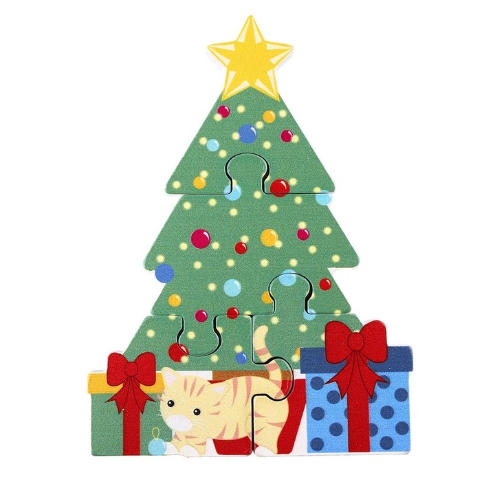 Fa karácsonyfa puzzle, Orange Tree Toys, 10 cm, +12 hónap, 4 darab