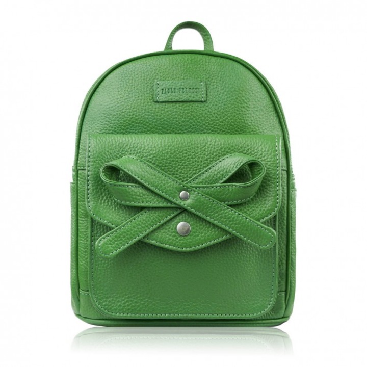 Rucsac pentru femei, Paolo Peruzzi, Piele naturala, verde, 8 buzunare, 25x20x13cm