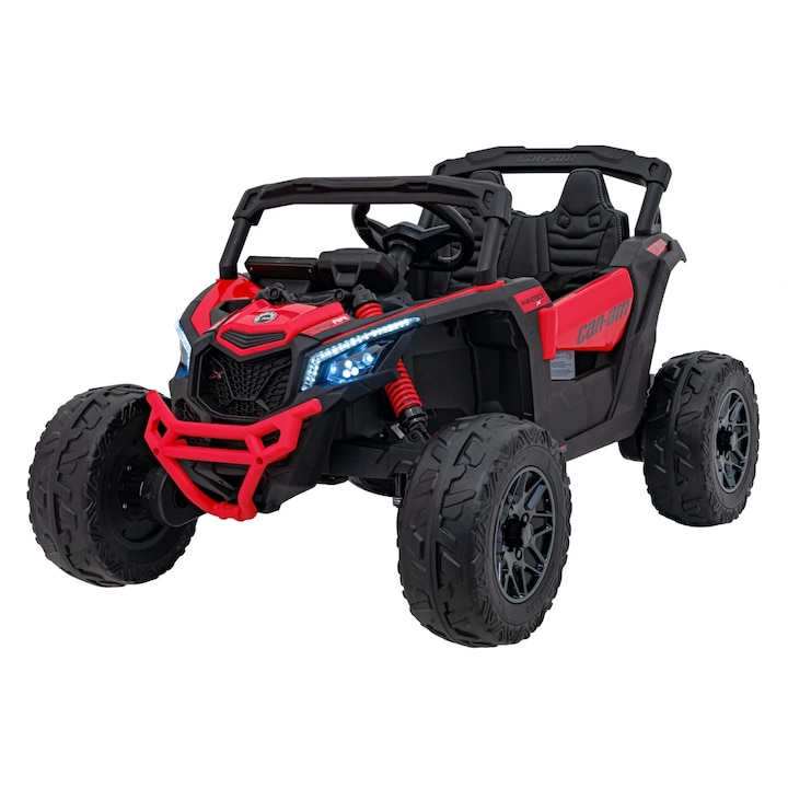 Masinuta electrica 4x4 Buggy Can-Am Maverick 24v, motor 4x200w, roti eva, scaun piele, ROSU